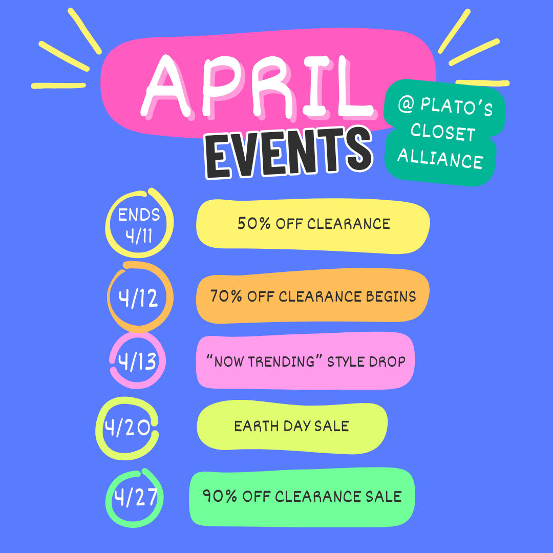 Calendar of store events for April